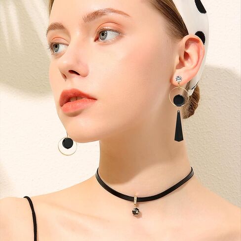 QUSIJIA أقراط متدلية هندسية غير متماثلة أقراط متدلية من حجر الراين البوهيمي غير متطابقة للنساء والفتيات in Kuwait