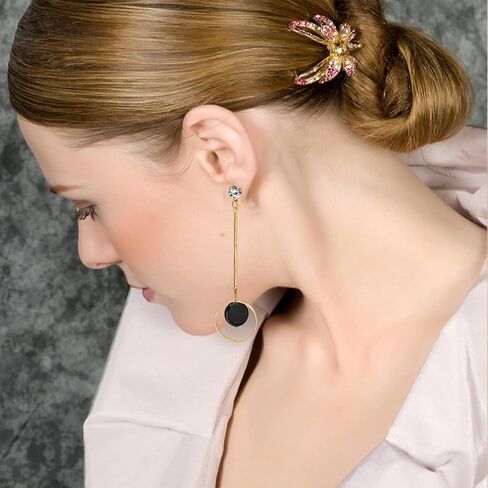 QUSIJIA أقراط متدلية هندسية غير متماثلة أقراط متدلية من حجر الراين البوهيمي غير متطابقة للنساء والفتيات in Kuwait