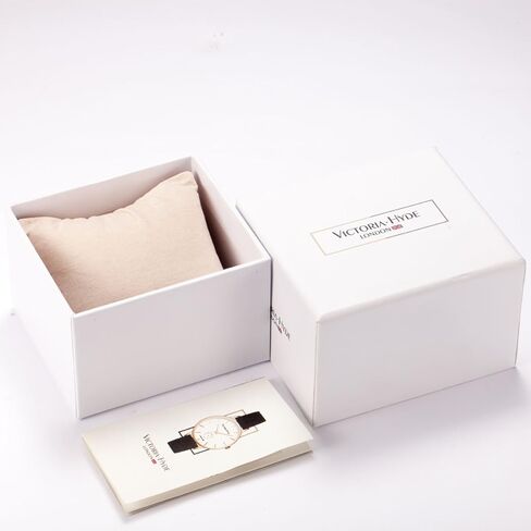 ساعة يد فيكتوريا هايد بسيطة وسهلة القراءة للرجال والنساء مع حزام من الجلد الطبيعي قابل للفصل أسود ورمادي مقاوم للماء in Kuwait