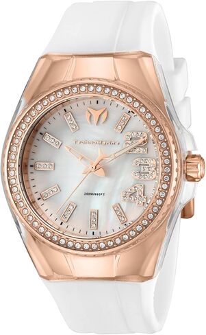 تيكنومارين ساعة كروز مونوجرام بحركة كوارتز للنساء TM-121252، لون ابيض in Kuwait