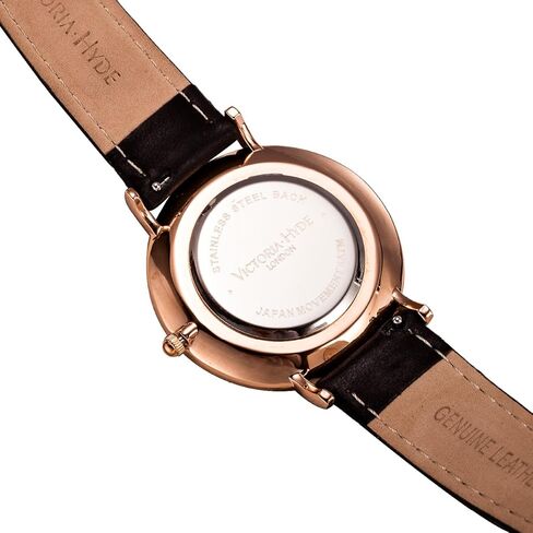 ساعة يد فيكتوريا هايد بسيطة وسهلة القراءة للرجال والنساء مع حزام من الجلد الطبيعي قابل للفصل أسود ورمادي مقاوم للماء in Kuwait