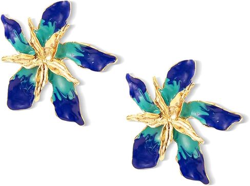 البوهيمي أنيقة زهرة الأزياء استرخى القرط لطيف زهرة معدنية أقراط فريدة من نوعها أنيقة كبيرة زهرة المجوهرات هدية للنساء الفتيات in Kuwait