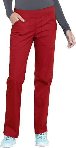 Women Scrubs Set Workwear Professionals WW665 V-Neck Top & WW170 Mid Rise Straight Leg Pull-on Cargo Pant, Red- M Top/M Pant in Saudi Arabia