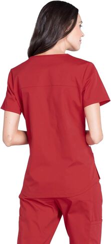 Women Scrubs Set Workwear Professionals WW665 V-Neck Top & WW170 Mid Rise Straight Leg Pull-on Cargo Pant, Red- M Top/M Pant in Saudi Arabia