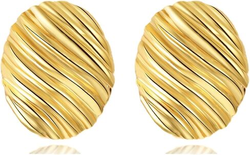 أقراط LOKLIFFAI ذهبية مكتنزة للنساء والفتيات، أقراط متدلية عصرية مطلية بالذهب عيار 14 قيراط هدية مجوهرات كبيرة الحجم in Kuwait