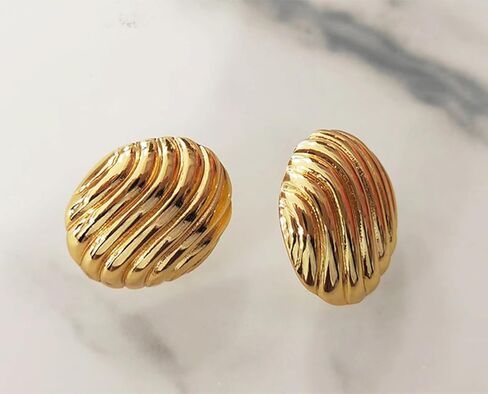 أقراط LOKLIFFAI ذهبية مكتنزة للنساء والفتيات، أقراط متدلية عصرية مطلية بالذهب عيار 14 قيراط هدية مجوهرات كبيرة الحجم in Kuwait