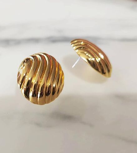 أقراط LOKLIFFAI ذهبية مكتنزة للنساء والفتيات، أقراط متدلية عصرية مطلية بالذهب عيار 14 قيراط هدية مجوهرات كبيرة الحجم in Kuwait