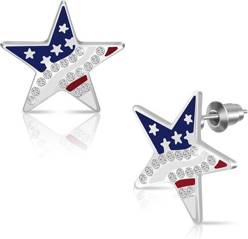 CrazyPiercing الولايات المتحدة الأمريكية العلم الوطني الوطني الأحمر الأبيض الأزرق نجوم المشارب أقراط مجوهرات in Kuwait