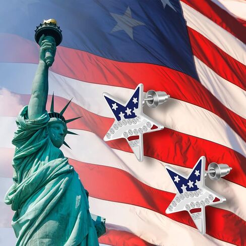 CrazyPiercing الولايات المتحدة الأمريكية العلم الوطني الوطني الأحمر الأبيض الأزرق نجوم المشارب أقراط مجوهرات in Kuwait