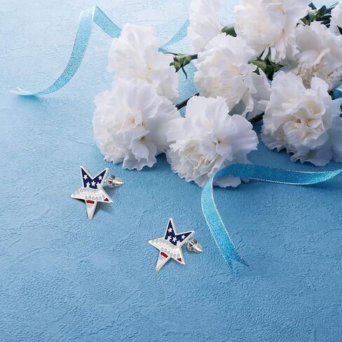 CrazyPiercing الولايات المتحدة الأمريكية العلم الوطني الوطني الأحمر الأبيض الأزرق نجوم المشارب أقراط مجوهرات in Kuwait