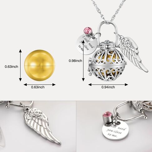 XIUDA مجوهرات حرق الجثث للرماد الجوف زهرة اللوتس قلادة جرة للرماد البشري مع أجنحة الملاك المنجد التذكاري الرماد Ncklace للنساء in Kuwait