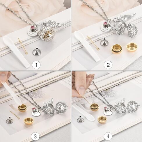 XIUDA مجوهرات حرق الجثث للرماد الجوف زهرة اللوتس قلادة جرة للرماد البشري مع أجنحة الملاك المنجد التذكاري الرماد Ncklace للنساء in Kuwait