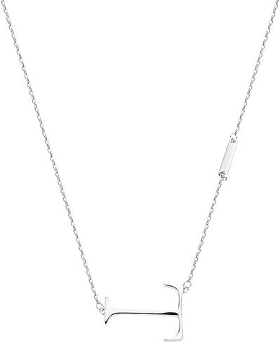 Fashion Big Sideways Capital Initial Letter T Pendant Necklace for Women Teen Girls letter Sterling Silver Yellow Gold/White Gold/Rose Gold Plated Monogram Necklace Womens Birthday Jewelry Gift in Saudi Arabia
