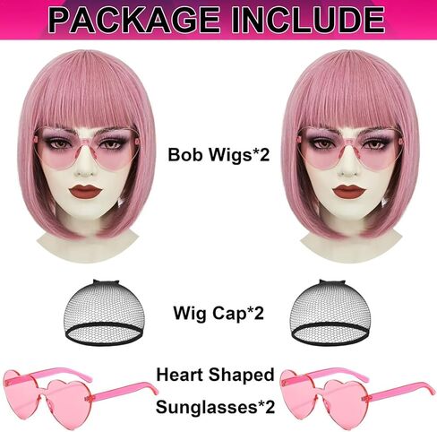 2 قطعة شعر مستعار بوب أخضر للنساء مع زجاج شعر مستعار أخضر قصير مع الانفجارات شعر مستعار ناعم لطيف مع غطاء شعر مستعار للحفلات التنكرية S103GR in Kuwait