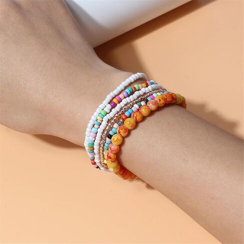 6/7/10Pcs Set Stackable Multi Layer Colorful Beads Seed Stretch Bracelet for Women Girl Jewelry Handmade Bohemian Summer String Charm Bracelets Holiday Wristbands in Saudi Arabia