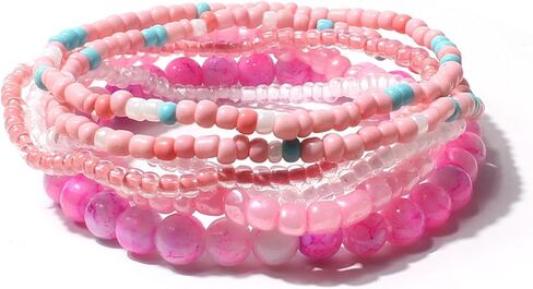 6/7/10Pcs Set Stackable Multi Layer Colorful Beads Seed Stretch Bracelet for Women Girl Jewelry Handmade Bohemian Summer String Charm Bracelets Holiday Wristbands in Saudi Arabia