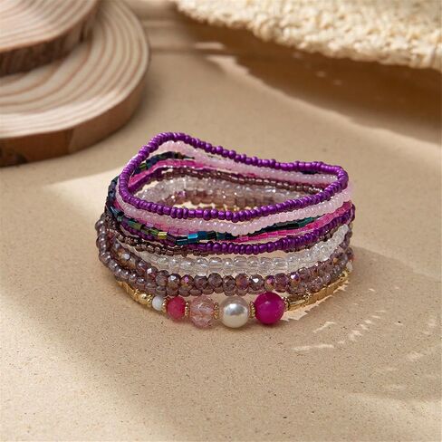 6/7/10Pcs Set Stackable Multi Layer Colorful Beads Seed Stretch Bracelet for Women Girl Jewelry Handmade Bohemian Summer String Charm Bracelets Holiday Wristbands in Saudi Arabia