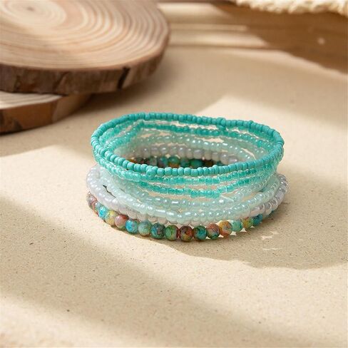 6/7/10Pcs Set Stackable Multi Layer Colorful Beads Seed Stretch Bracelet for Women Girl Jewelry Handmade Bohemian Summer String Charm Bracelets Holiday Wristbands in Saudi Arabia