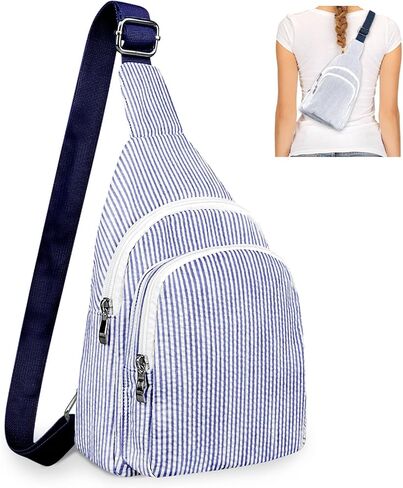 GFU Crossbody Sling Backpack, Lightweight Sling Bag for Women, Crossbody Shoulder Bag, Breathable Seersucker Sling Backpack in Saudi Arabia