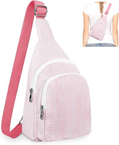 GFU Crossbody Sling Backpack, Lightweight Sling Bag for Women, Crossbody Shoulder Bag, Breathable Seersucker Sling Backpack in Saudi Arabia