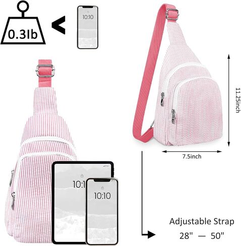 GFU Crossbody Sling Backpack, Lightweight Sling Bag for Women, Crossbody Shoulder Bag, Breathable Seersucker Sling Backpack in Saudi Arabia