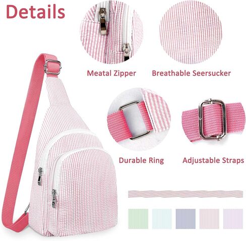 GFU Crossbody Sling Backpack, Lightweight Sling Bag for Women, Crossbody Shoulder Bag, Breathable Seersucker Sling Backpack in Saudi Arabia