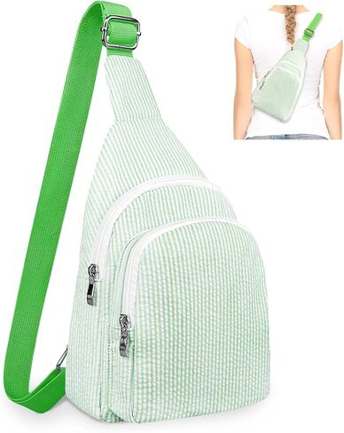 GFU Crossbody Sling Backpack, Lightweight Sling Bag for Women, Crossbody Shoulder Bag, Breathable Seersucker Sling Backpack in Saudi Arabia
