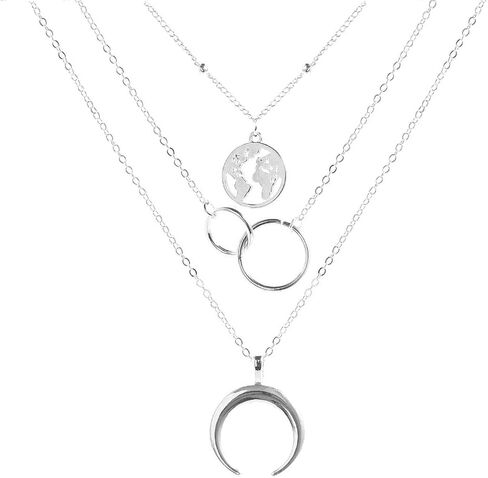 Edary Boho الطبقات قلادة القمر القلائد خريطة قلادة مجوهرات للنساء والفتيات. in Kuwait