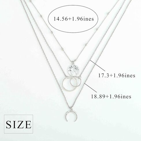 Edary Boho الطبقات قلادة القمر القلائد خريطة قلادة مجوهرات للنساء والفتيات. in Kuwait