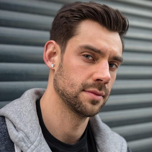 أقراط من CASSIECA مرصعة بالزركونيا المكعبة | أقراط جوهرة الميلاد من الذهب الأبيض عيار 18 قيراط مضادة للحساسية | أقراط هالة ألماس مقلدة كبيرة رائعة للنساء والرجال in Kuwait