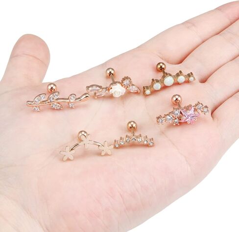 Hoeudjo 6 قطع 16 جرام متسلق القرط اللولب ثقب المجوهرات الفولاذ المقاوم للصدأ الغضروف القرط مسمار للنساء الرجال تشيكوسلوفاكيا السهم الزاحف مسمار القرط سترة للنساء in Kuwait