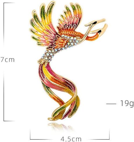 Colorful Phoenix Brooch Double-Headed Gradient Phoenix Bird Brooch Chinese Style Vintage Enamel Brooch Crystal Enamel Peacock Corsage Chinese Style Jewelry Women Ladies Clothing Accessories Gift, in Kuwait