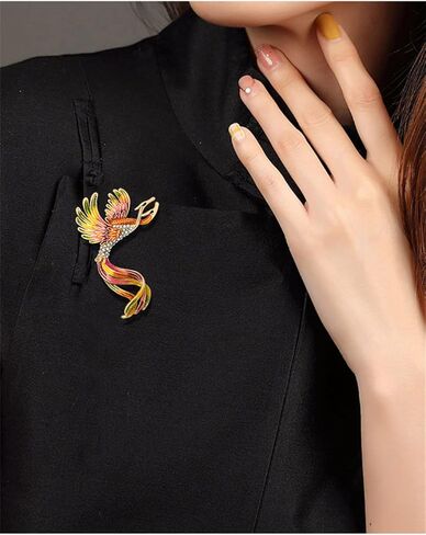 Colorful Phoenix Brooch Double-Headed Gradient Phoenix Bird Brooch Chinese Style Vintage Enamel Brooch Crystal Enamel Peacock Corsage Chinese Style Jewelry Women Ladies Clothing Accessories Gift, in Kuwait