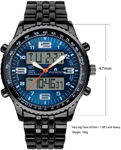 ساعة VIGOROSO الرقمية التناظرية LED باللونين الأسود والأزرق للرجال + ساعة رقمية تناظرية LED باللونين الفضي والأزرق للرجال in Kuwait