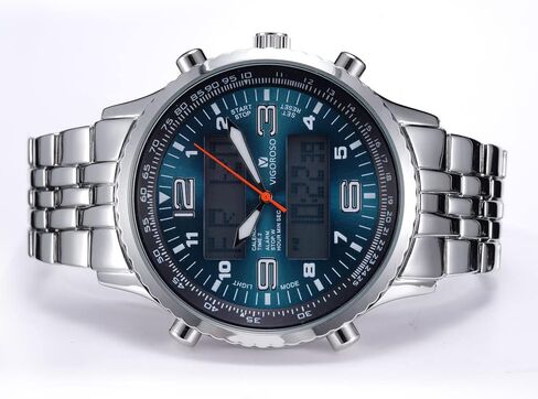 ساعة VIGOROSO الرقمية التناظرية LED باللونين الأسود والأزرق للرجال + ساعة رقمية تناظرية LED باللونين الفضي والأزرق للرجال in Kuwait