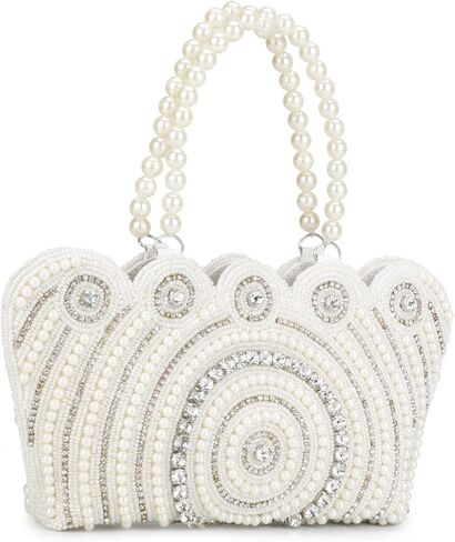 Suman Enterprises Pearl Tote Clutch، حقيبة معصم للسهرات ومحفظة زفاف للنساء والفتيات in Kuwait