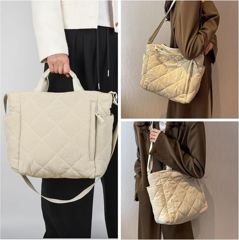 Women Large Quilted Tote Bag Lightweight Puffer Hobo Handbag Padding Shoulder Bag Nylon Padded Crossbody Bag Purse in Kuwait