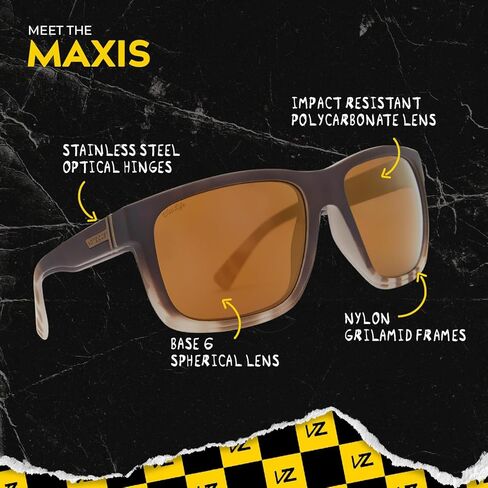 فونزدبر نظارات شمسية مستقطبة للرجال والنساء من ماكسيس، بتصميم ليوبارد شارك ساتان مع عدسات مستقطبة من الكروم الذهبي والبولي كربونات مقاومة للصدمات مع حماية من الاشعة فوق البنفسجية وهيف، 61 ملم، جلد in Kuwait