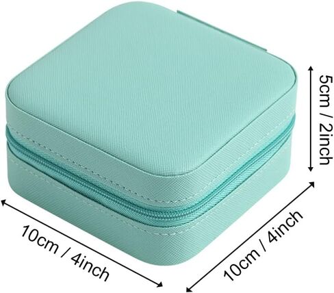 صندوق مجوهرات صغير، منظم صندوق مجوهرات صغير للسفر، حقيبة مجوهرات للسفر، حقيبة تخزين لعرض منظم السفر مع مرآة للخواتم والأقراط والقلائد والأساور والمجوهرات in Kuwait