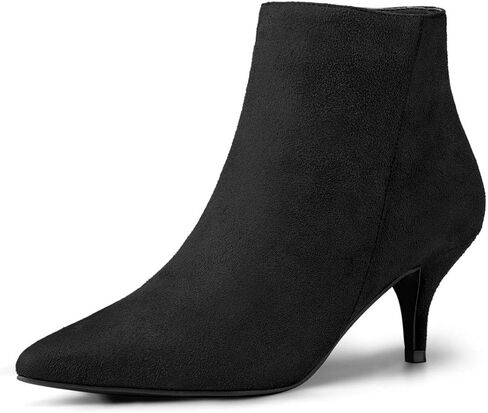 Allegra K Women's Pointed Toe Zip Stiletto Kitten Heel Ankle Booties in Kuwait