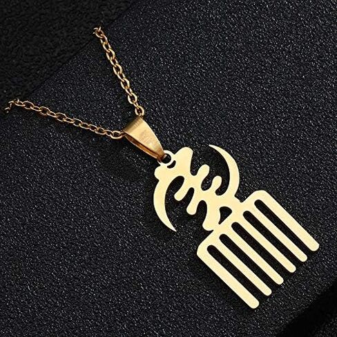 Gold Color & Stainless Steel Material African Adinkra Symbols Pendant Necklaces for Ethnic Jewelry Gift in Saudi Arabia