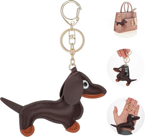 Giantree Leather Dachshund Keychain, Dachshund Keychain Bag Pendant Key Chain Fashion Cute Puppy Dog Charm Gifts for Favorite People Women Men Children Birthday Keyring in Saudi Arabia