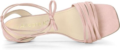 Allegra K Women's Kitten Heel Lace Up Suede Heel Sandals in Kuwait