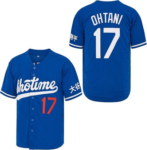 قمصان البيسبول الرجالية رقم 17 Ohtani Jersey Shotime من Kaleid بأكمام قصيرة مخيطة in Kuwait