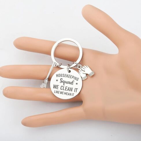 TGBJE Housekeeping Squad Keychain Hoursekeeper Appreciation Gifts House Cleaner Gift Cleaning Squad Jewelry Broom Charm Gift in Saudi Arabia