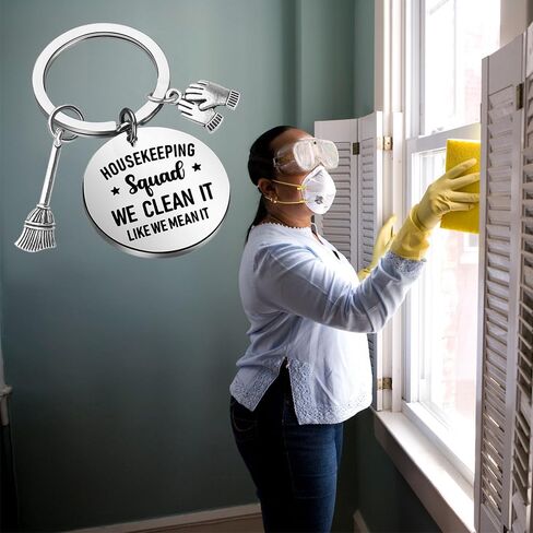 TGBJE Housekeeping Squad Keychain Hoursekeeper Appreciation Gifts House Cleaner Gift Cleaning Squad Jewelry Broom Charm Gift in Saudi Arabia