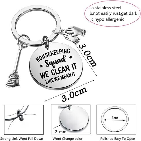 TGBJE Housekeeping Squad Keychain Hoursekeeper Appreciation Gifts House Cleaner Gift Cleaning Squad Jewelry Broom Charm Gift in Saudi Arabia