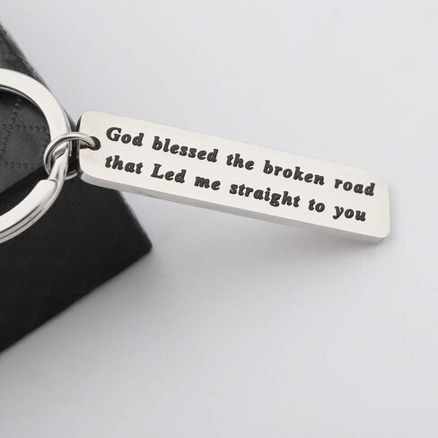 God Blessed The Broken Road That Led Me Straight to You Keychain Motivational Family Keychain Lover’s Gift in Saudi Arabia