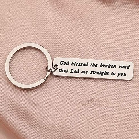 God Blessed The Broken Road That Led Me Straight to You Keychain Motivational Family Keychain Lover’s Gift in Saudi Arabia