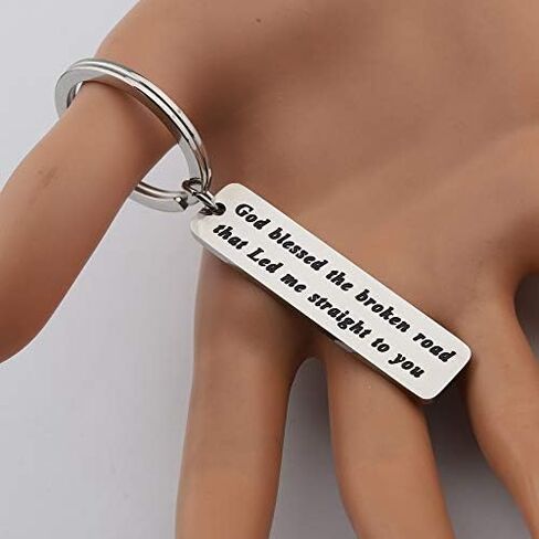 God Blessed The Broken Road That Led Me Straight to You Keychain Motivational Family Keychain Lover’s Gift in Saudi Arabia